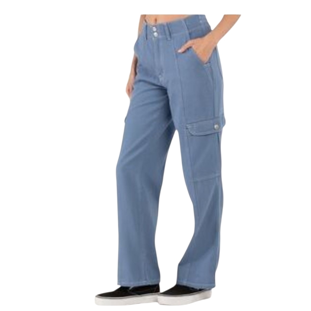 Women's Cargo Pants L‎ Stretch Waist Cotton Zip Fly Straight Leg Utility Spring